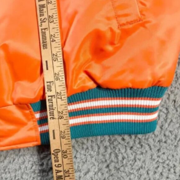 Starter Miami Dolphin Jacket Mens Large Orange Blue Varsity Bomber Super Bowl - Picture 11 of 12